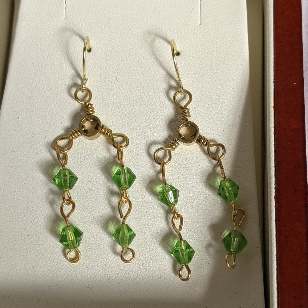 Handmade Green Dangle Earrings